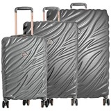 Delsey Alexis Lightweight Luggage Set 3 Piece Double Wheel Hardshell Suitcases Expandable Spinner Suitcase with TSA Lock and Carry On (Platinum/Rose Gold 3-Piece Set (21"/25"/29"))