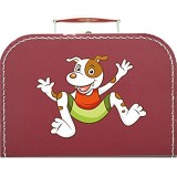 Kinderkoffer Lustiger Hund Pappkoffer Koffergröße 25 x 17 5 x 8 5 cm Farbe Bordeaux rot