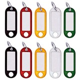 M&H-24 Schlüsselanhänger beschriftbar zum Beschriften Schlüsselschilder zum beschriften mit Ring auswechselbare Etiketten in Schwarz Rot Gelb Weiß Grün Kunststoff 10 Stück