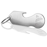 MAGATI Einkaufswagenlöser Schlüsselanhänger abziehbar multifunktional aus Edelstahl mit Schlüsselfundservice Flaschenöffner und Profiltiefenmesser 1er Set