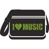 Mein Zwergenland Retro Messenger Bag I Love Music 12 L Black-White