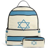FANTAZIO Rucksäcke Federmäppchen Israel Flagge Schultasche Set