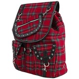 Banned Alternative Red Tartan Backpack Frauen Rucksack schwarz/rot