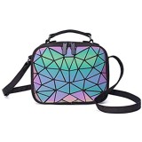Yumira Geometrische Umhängetasche Damen Schultertaschen Leuchtende holografische Handtasche Mode Gitter PU Leder Top-Henkeltaschen mit abnehmbarem Riemen