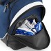 Mein Zwergenland Sporttasche Kinder personalisierbar mit Schuhfach Kindersporttasche 39L mit Name und Fußballer Bedruckt in Royal Blau