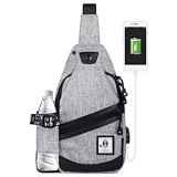 ARIN Schultertasche USB-geschäft Brusttasche Sport Atmungsaktiv Sling Bag Für Outdoor-Sportarten Wie Wandern Camping Bergsteigen Laufen Radfahren Einkaufen (Color : Gray)