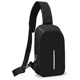 FANDARE Mode Schultertasche Herren Brusttasche Sling Bag Rucksack mit USB Umhängetasche Sporttasche für Wandern Abenteuer Sport Reisen und Joggen