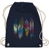 Shirtracer - Kunst & Kreativität - Federn Wasserfarbe Watercolor Feathers - Turnbeutel und Stoffbeutel aus Baumwolle
