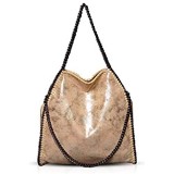 Umhängetaschen für Frauen Damen Kette Umhängetasche Kettentasche Taschen für Damen Casual Handtasche große Hobo Schultertasche(Gold)