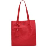 OKTRADI Damen Shopper Leder Schultertasche Handtasche Ledertasche Laptoptasche Beutel 30 x 34 x 11 cm Made in Italy